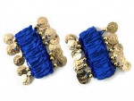 Belly Dance Handkette Armband Handschmuck Fasching Tanzen Bauchtanzen Handgelenk Manschette Verkleidung Armbänder mit goldfarbenen Münzen (Paar) in dunkelblau
